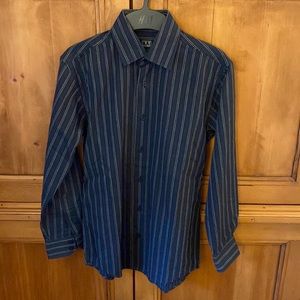 Navy blue pinstripe button down shirt